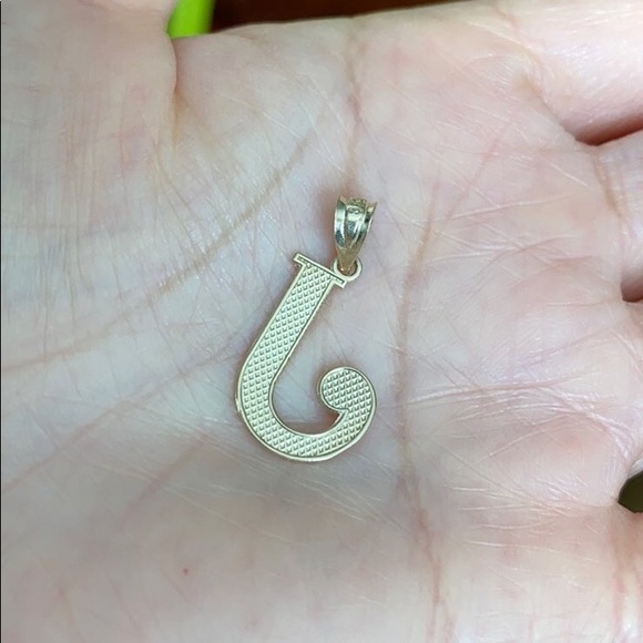 Element Shine Jewelry K Solid Yellow Gold Initial Letter J Charm